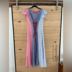 NWT Marysia Resort Gingham Corset Colorblocked Dress - XS